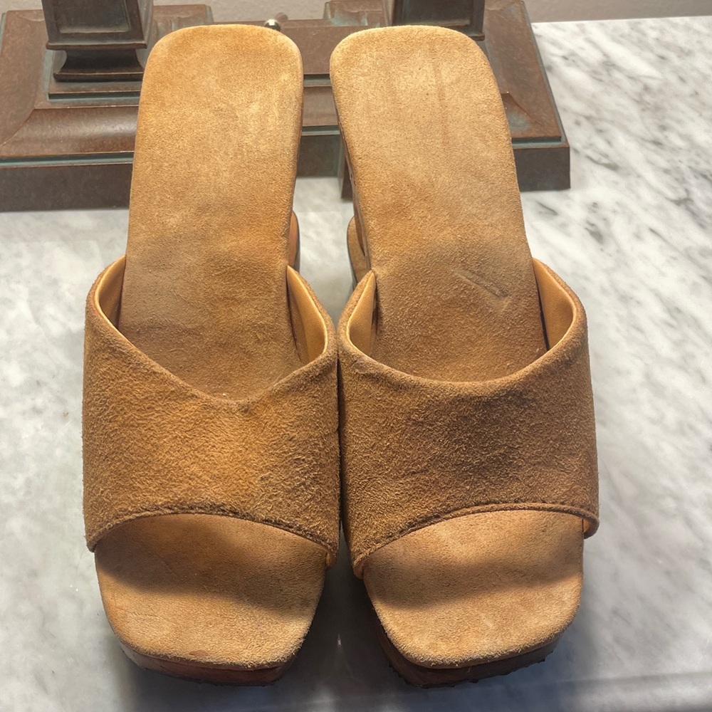 Tan Suede Women's Slide Sandals
